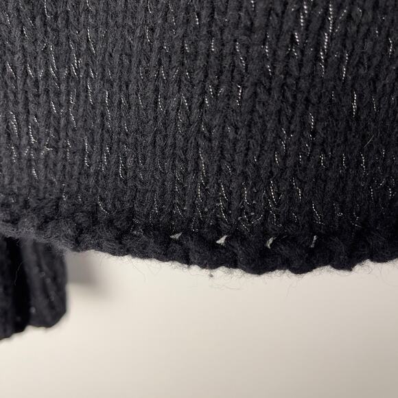 VTG Y2K Gap Lambswool Angora Chunky Knit Black Silver Turtleneck Sweater Medium - Picture 6 of 12